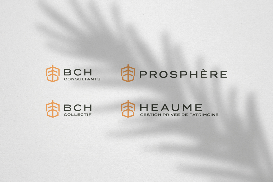 BCH Consultants - BCH collectif, Prosphère, Heaume gestion privée de patrimoine - Logos