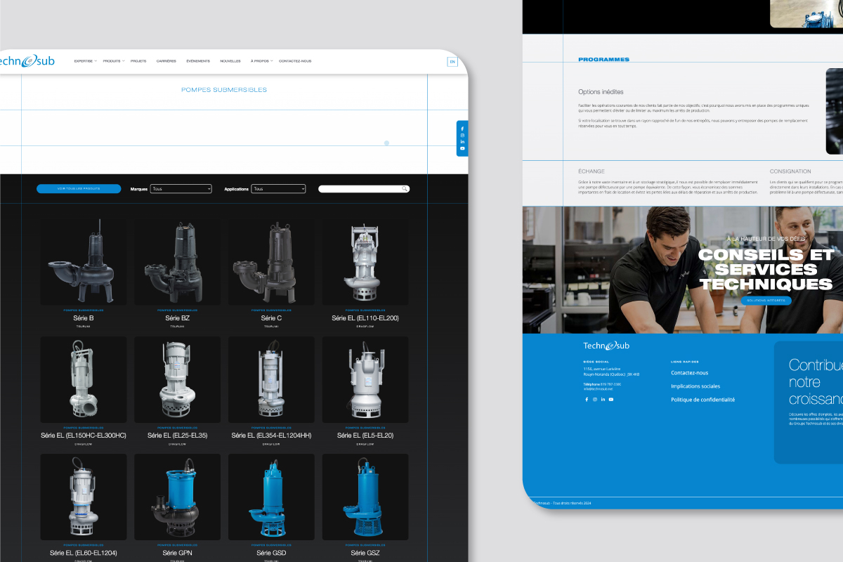 Technosub - Site web - Pages